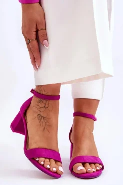 Outlet Boto Zamszowe Sandały Na Niskim Obcasie Fioletowe Quincy