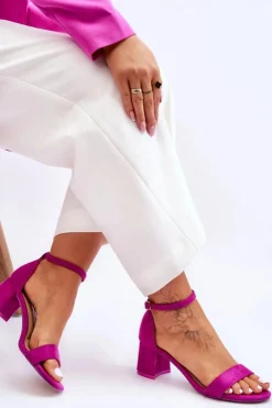 Outlet Boto Zamszowe Sandały Na Niskim Obcasie Fioletowe Quincy