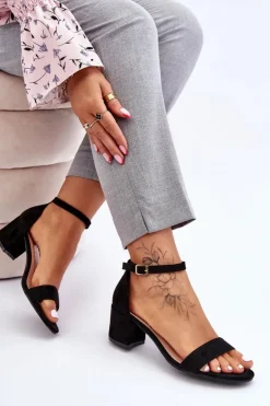 Boto Sandały Na Obcasie*Zamszowe Sandały Na Niskim Obcasie Czarne Quincy