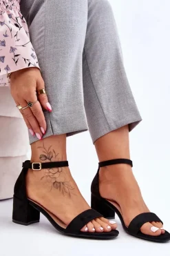 Boto Sandały Na Obcasie*Zamszowe Sandały Na Niskim Obcasie Czarne Quincy