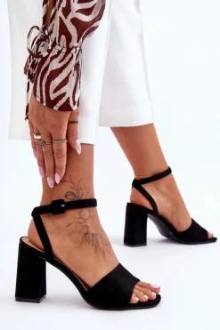 Best Boto Zamszowe Sandały Na Obcasie Czarne Harriet