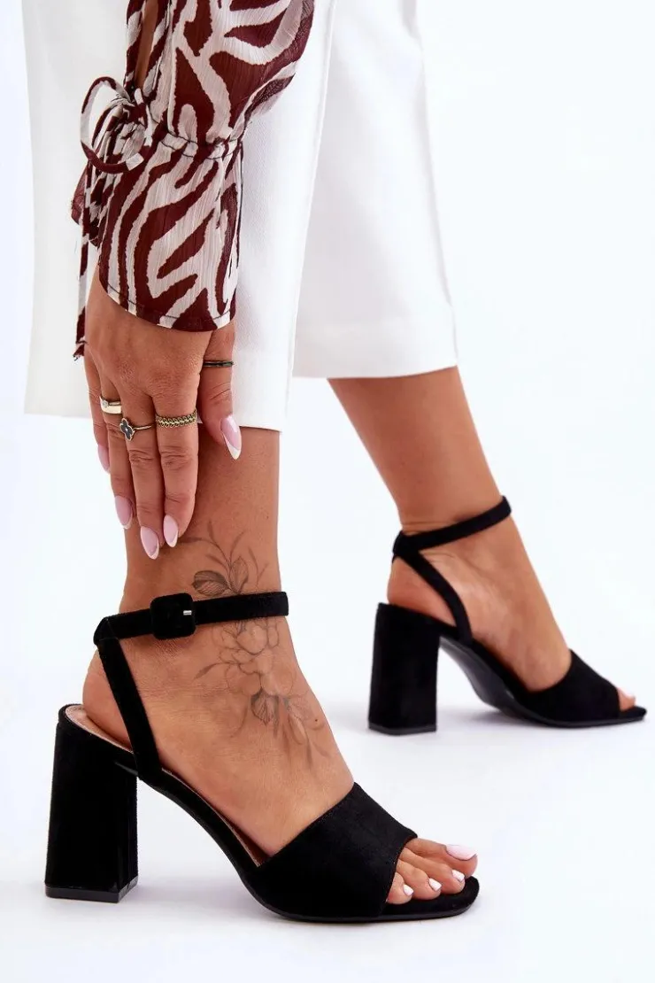 Best Boto Zamszowe Sandały Na Obcasie Czarne Harriet