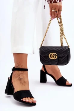 Best Boto Zamszowe Sandały Na Obcasie Czarne Harriet