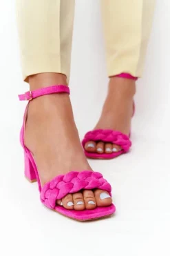 Damskie Boto Zamszowe Sandały Na Obcasie Fuksja Long Island