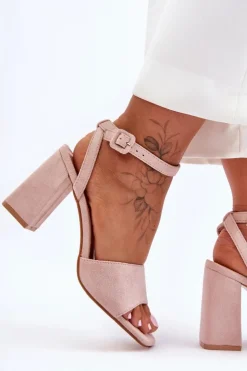 Discount Boto Zamszowe Sandały Na Obcasie Nude Harriet