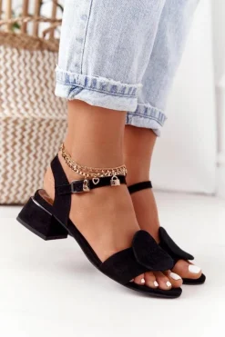 Maciejka Sandały Na Obcasie*Zamszowe Sandały Na Obcasie 5198A-01 Czarne