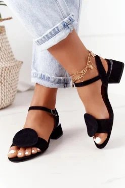 Maciejka Sandały Na Obcasie*Zamszowe Sandały Na Obcasie 5198A-01 Czarne