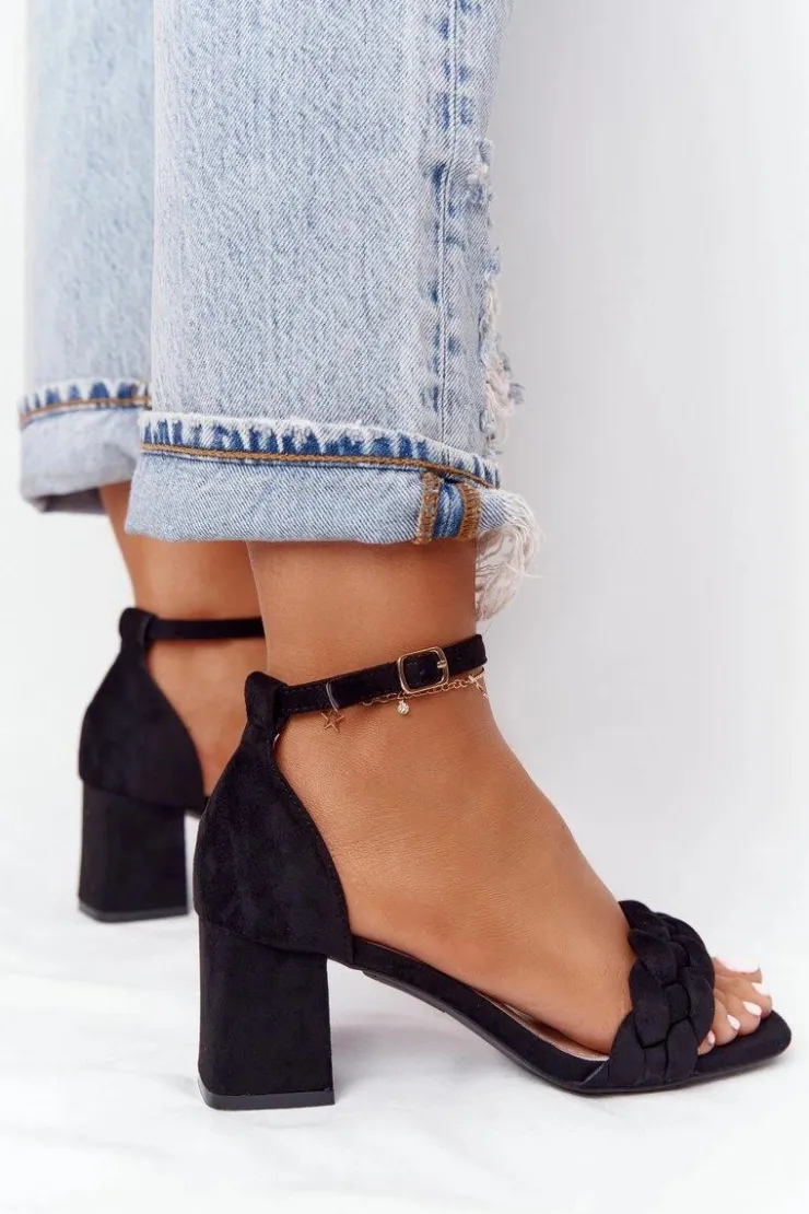 Best Boto Zamszowe Sandały Na Obcasie Czarne Long Island