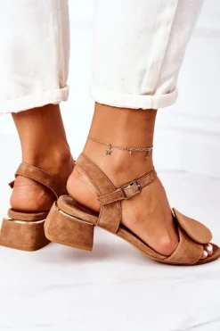 Maciejka Sandały Na Obcasie*Zamszowe Sandały Na Obcasie 5198A-29 Rude