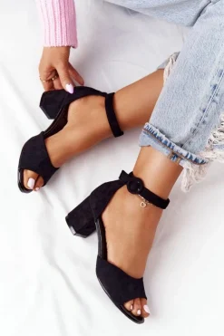 Damskie Buty damskie Vinceza Zamszowe Sandały Na Obcasie Vinceza 20100 Czarne