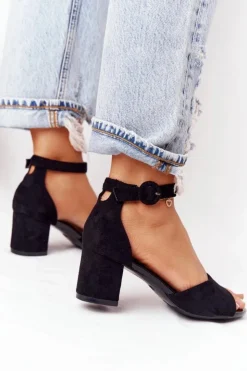 Damskie Buty damskie Vinceza Zamszowe Sandały Na Obcasie Vinceza 20100 Czarne