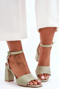 Hot Boto Zamszowe Sandały Na Obcasie Zielone Harriet