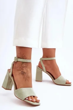 Hot Boto Zamszowe Sandały Na Obcasie Zielone Harriet
