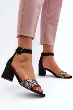 Maciejka Sandały Na Obcasie*Zamszowe Sandały Na Obcasie 04141-48 Czarne