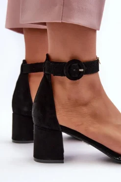 Maciejka Sandały Na Obcasie*Zamszowe Sandały Na Obcasie 04141-48 Czarne