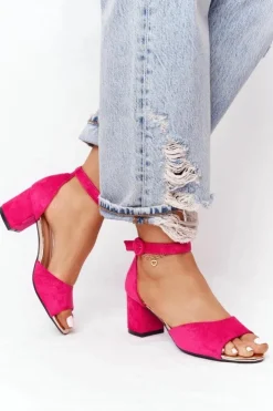 Buty damskie Vinceza Sandały Na Obcasie*Zamszowe Sandały Na Obcasie Vinceza 23-20100 Fuksja
