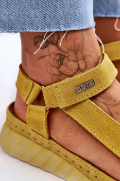 Damskie Big Star Shoes Zamszowe Sandały Na Rzep Big Star LL276013 Żółte