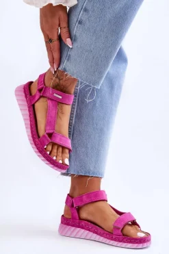 Hot Big Star Shoes Zamszowe Sandały Na Rzep Big Star LL276012 Różowe