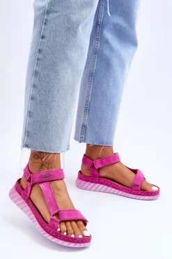 Hot Big Star Shoes Zamszowe Sandały Na Rzep Big Star LL276012 Różowe