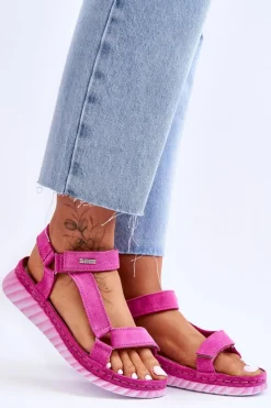 Hot Big Star Shoes Zamszowe Sandały Na Rzep Big Star LL276012 Różowe