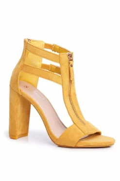 Boto Sandały Na Obcasie*Zamszowe Sandały Na Słupku Żółte Folly