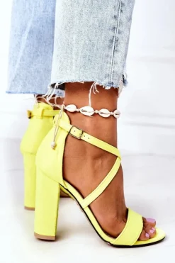 Online Boto Zamszowe Sandały Na Słupku Neonowe Żółte Dance With Me