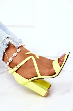 Online Boto Zamszowe Sandały Na Słupku Neonowe Żółte Dance With Me