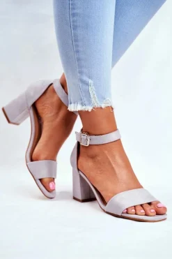 Damskie Buty damskie Vinceza Zamszowe Sandały Na Słupku Vinceza 20-17058 Szare