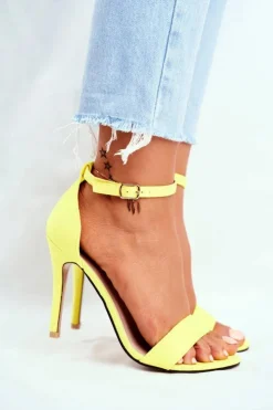 Boto Sandały Na Obcasie*Zamszowe Sandały Na Szpilce Żółte Liberty