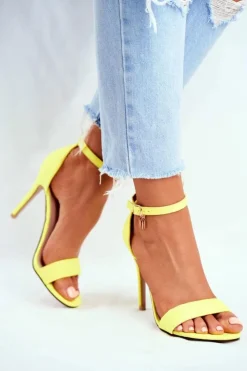 Boto Sandały Na Obcasie*Zamszowe Sandały Na Szpilce Żółte Liberty