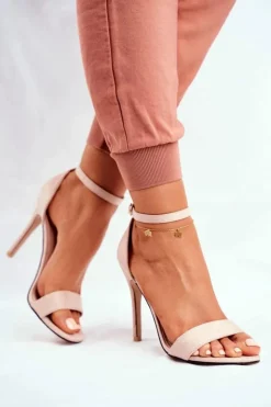 Boto Sandały Na Obcasie*Zamszowe Sandały Na Szpilce Beżowe Liberty