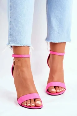 Damskie Boto Zamszowe Sandały Na Szpilce Fuksja Liberty