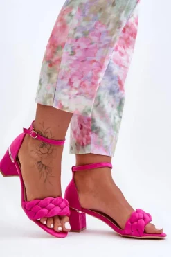 Sale Boto Zamszowe Sandały Z Warkoczem Fuksja Essenza