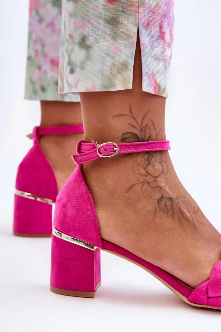 Sale Boto Zamszowe Sandały Z Warkoczem Fuksja Essenza