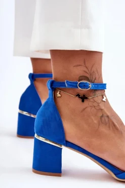 Hot Boto Zamszowe Sandały Z Warkoczem Niebieskie Essenza