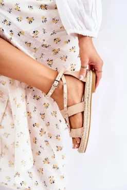 Damskie Damskie buty S.Barski Zamszowe Sandały Z Ćwiekami Beżowe Marey