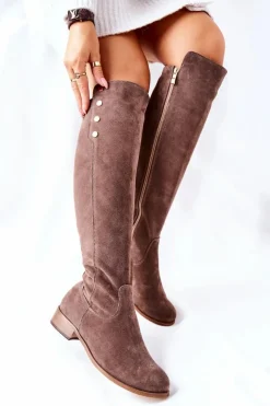 Best Boto Zamszowe Skórzane Kozaki Lewski 2840 Brązowe