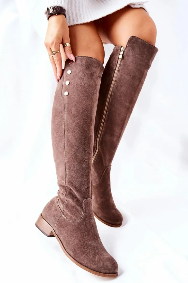 Best Boto Zamszowe Skórzane Kozaki Lewski 2840 Brązowe