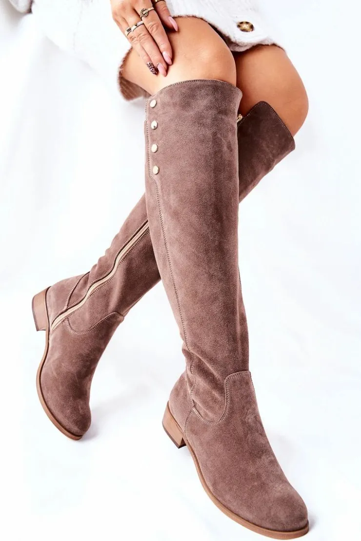 Best Boto Zamszowe Skórzane Kozaki Lewski 2840 Brązowe