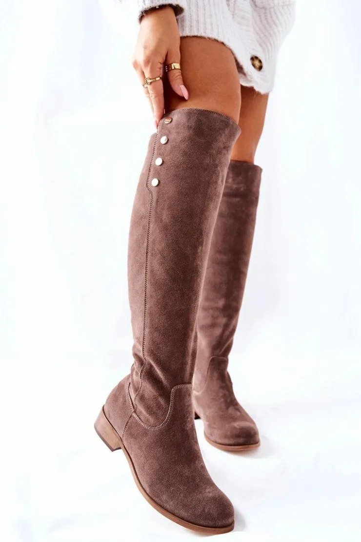 Best Boto Zamszowe Skórzane Kozaki Lewski 2840 Brązowe