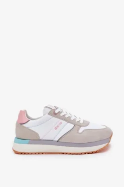 Damskie Big Star Shoes Zamszowe Sneakersy Damskie Big Star RR274A047 HI-POLY SYSTEM Beżowo-Białe