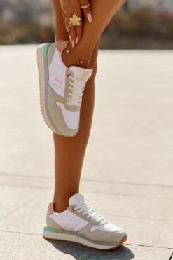 Damskie Big Star Shoes Zamszowe Sneakersy Damskie Big Star RR274A047 HI-POLY SYSTEM Beżowo-Białe