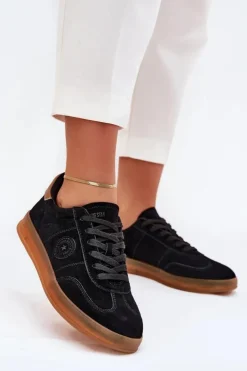 Big Star Shoes Buty Sportowe Big Star|Sneakersy Damskie*Zamszowe Sneakersy Damskie Big Star RR274851 HI-POLY SYSTEM Czarne Czarny