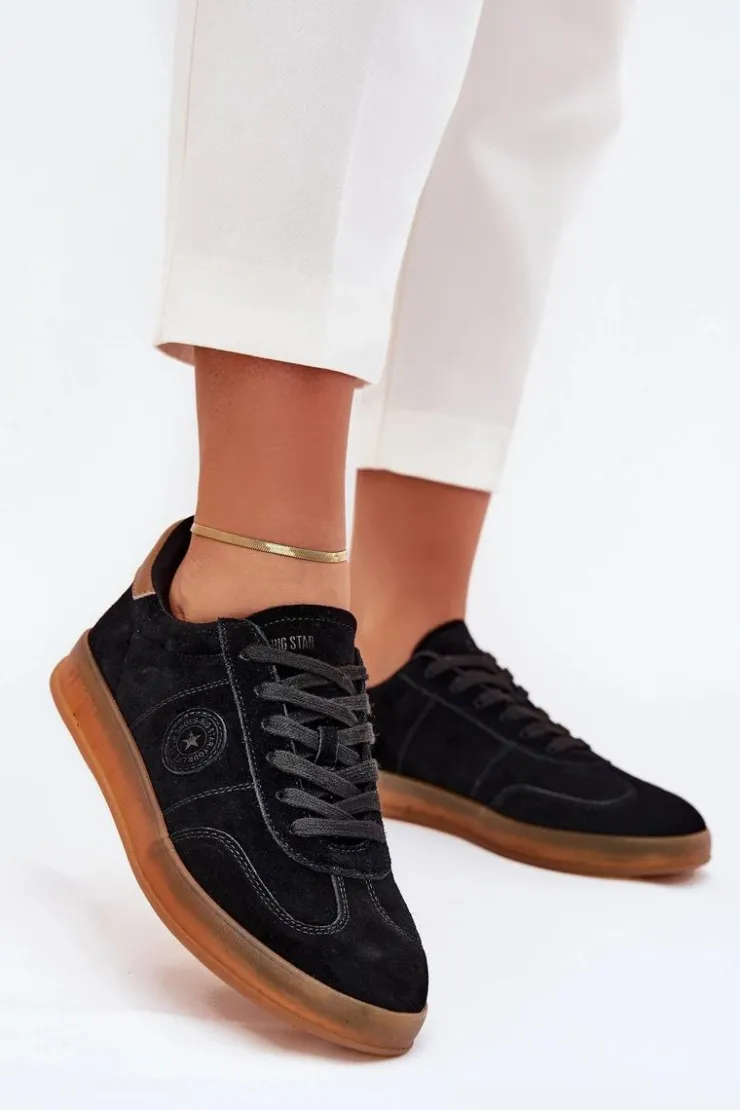 Big Star Shoes Buty Sportowe Big Star|Sneakersy Damskie*Zamszowe Sneakersy Damskie Big Star RR274851 HI-POLY SYSTEM Czarne Czarny