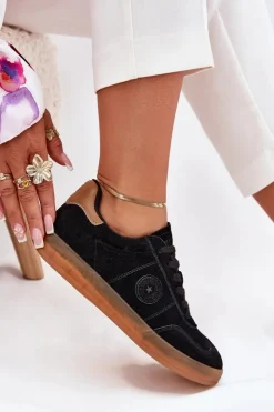 Big Star Shoes Buty Sportowe Big Star|Sneakersy Damskie*Zamszowe Sneakersy Damskie Big Star RR274851 HI-POLY SYSTEM Czarne Czarny