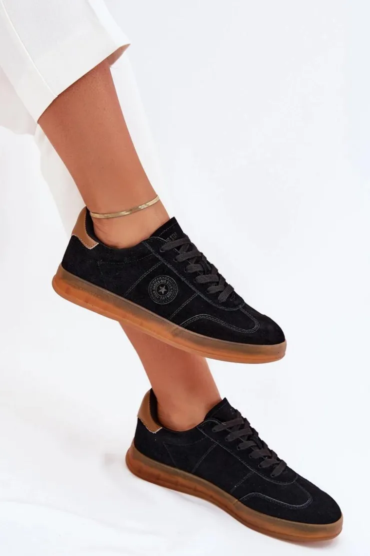 Big Star Shoes Buty Sportowe Big Star|Sneakersy Damskie*Zamszowe Sneakersy Damskie Big Star RR274851 HI-POLY SYSTEM Czarne Czarny