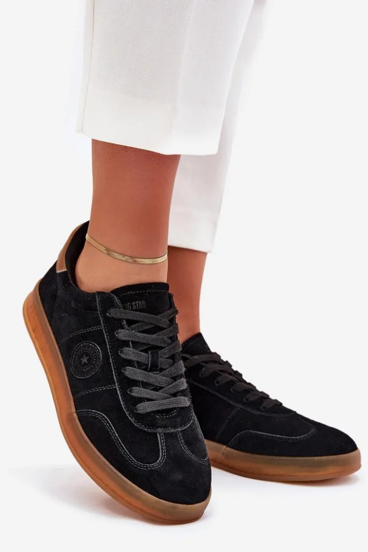 Big Star Shoes Buty Sportowe Big Star|Sneakersy Damskie*Zamszowe Sneakersy Damskie Big Star RR274851 HI-POLY SYSTEM Czarne Czarny