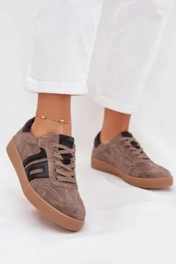 Outlet Buty damskie Vinceza Zamszowe Sneakersy Damskie Vinceza 79557 Ciemnobeżowe Beżowy