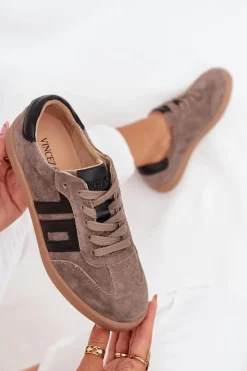 Outlet Buty damskie Vinceza Zamszowe Sneakersy Damskie Vinceza 79557 Ciemnobeżowe Beżowy