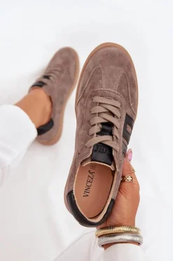 Outlet Buty damskie Vinceza Zamszowe Sneakersy Damskie Vinceza 79557 Ciemnobeżowe Beżowy